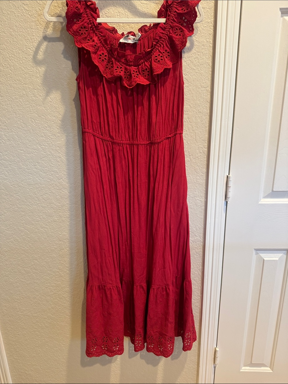 Coach Red Ruffled Maxi Dress